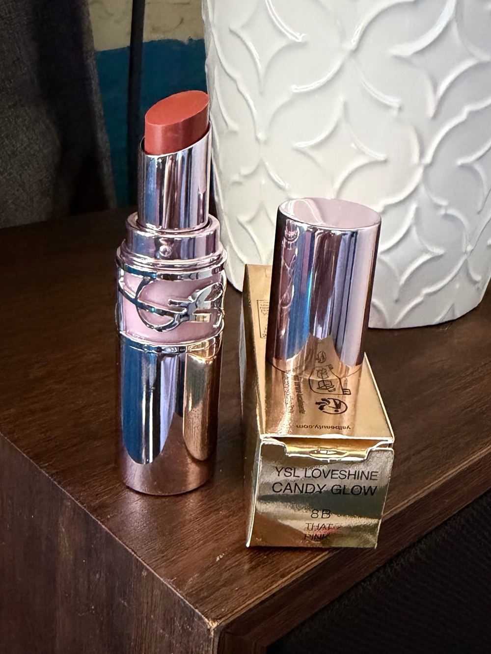 Yves Saint Laurent Lipstick in Coral-Red with Rose-Gold Case